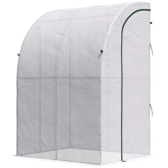 Outsunny Outdoor Walk-In Greenhouse, Plant Nursery with Roll-up Windows, PE Cover, and Wire Shelves image {3}