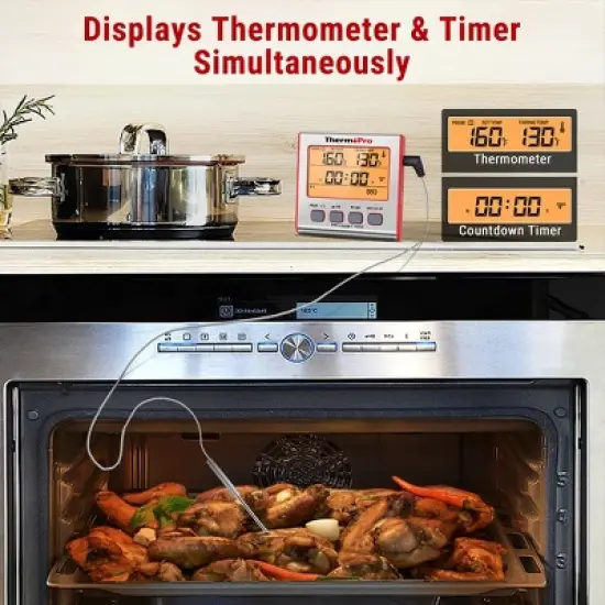 ThermoPro TP17W Digital Meat Thermometer with Dual Probes and Timer Mode Grill Smoker Thermometer with Large LCD Display image {2}
