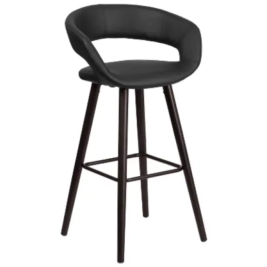 Flash Furniture Brynn Series 29'' High Contemporary Vinyl Rounded Back Barstool with Cappuccino Wood Frame image {11}