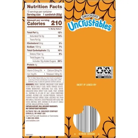 Smucker's Uncrustables Frozen Chocolate Flavored Hazelnut Spread Sandwich image {6}