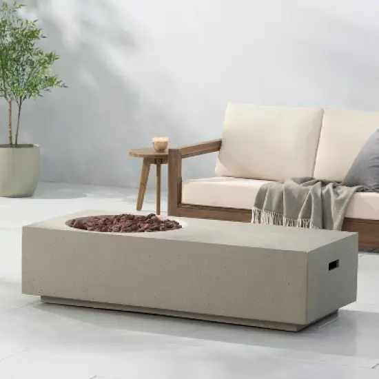 14.75 Inch Rectangular Outdoor Fire Pit Table with 50,000 BTU and Dual Function Surface image {2}