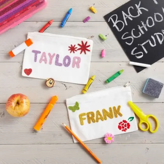 Juvale 12-Pack Bulk Blank Canvas Zipper Pouch Set, 8x6" Pencil Bags with Zipper for Cosmetic & DIY Crafts, Pens, Markers image {2}