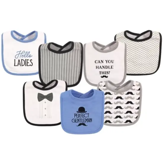 Hudson Baby Infant Boy Cotton Bibs 7pk, Gentlemen, One Size image {1}