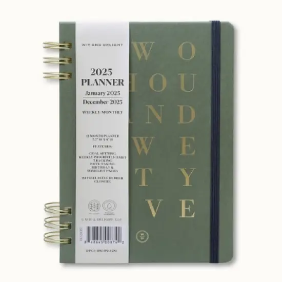 Wit & Delight 2025 Weekly/Monthly Planner 8"x5.75" Double Spiral Evergreen: Calendar, January-December, All Ages image {1}