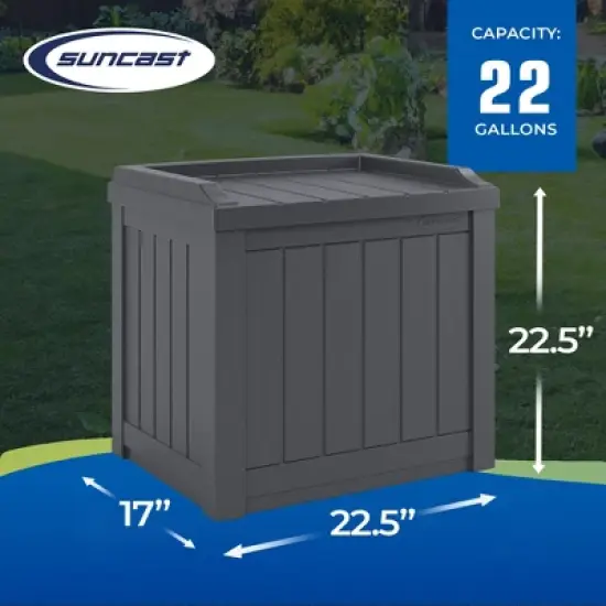 Suncast 22-Gallon Indoor or Outdoor Backyard Patio Small Storage Deck Box with Attractive Bench Seat and Reinforced Lid, Cyberspace (4 Pack) image {2}