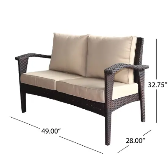 GDFStudio Houlihan Outdoor Wicker 4 Seater Chat Set with Fire Pit image {2}