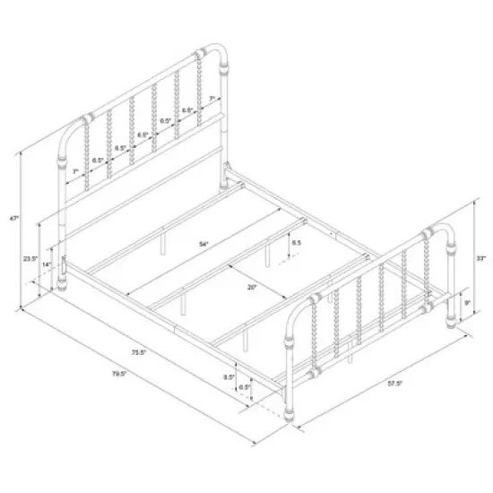 Full Emilia White Metal Bed White - Room & Joy image {7}