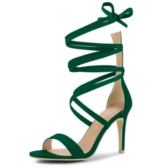 Allegra K Women's Open Toe Stiletto Heel Lace Up Heels image {10}