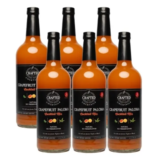 Crafted Cocktails Grapefruit Paloma Mix: 6 Pack&nbsp; Pink Grapefruit and Lime Juice with Organic Agave&nbsp; 35 Calories Per Serving, 8 Cocktails Per Bottle image {8}