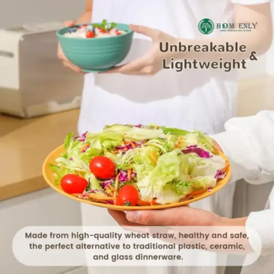 Itopfox 40-Piece Premium Wheat Straw Dinnerware Set, Service for 8, Unbreakable Plates & Bowls, Dishwasher & Microwave Safe, Eco-Friendly Kitchenware image {4}