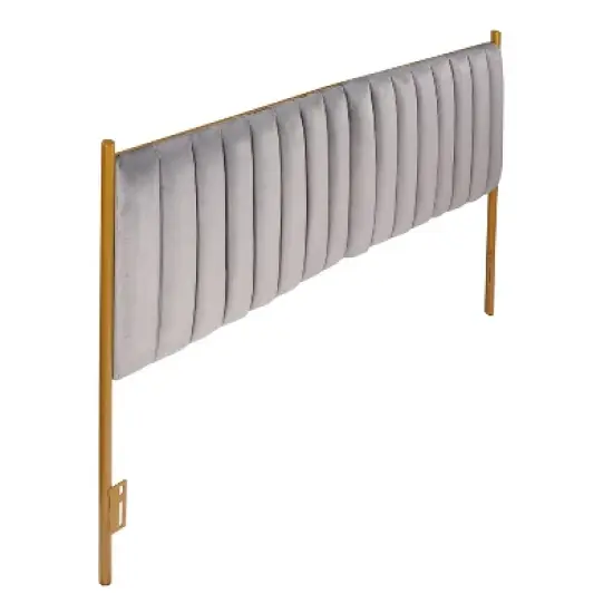 King Chloe Steel/Velvet Upholstered Headboard Gold/Gray - LumiSource: Tufted, Foam-Filled image {6}