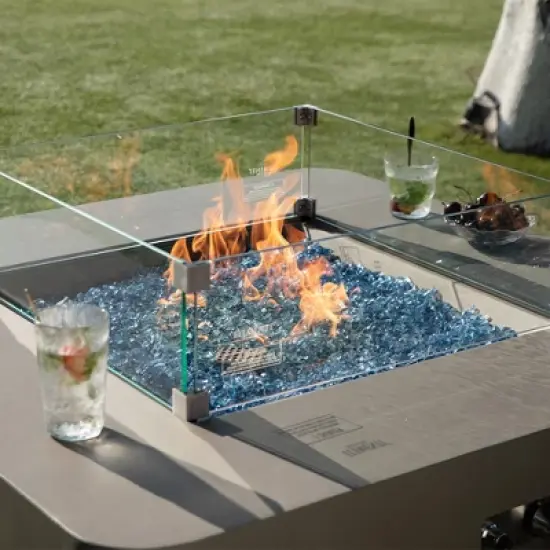 Elementi 23.6" Tempered Glass Wind Guard for Fire Pit Clear Glass Wind Screen image {4}