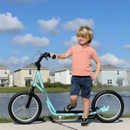 DSVIMOY Balance Bike, Kids Bike with Adjustable Height Handlebar, Balance Bike for 5 Year Old up, 16 inch Easy to Carry, Blue, 54.8"*22.8"*35.5" image {3}