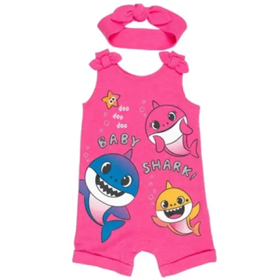 Pinkfong Baby Shark Girls Snap Romper and Headband Toddler image {9}