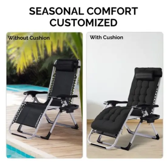 Karl Home Patio Folding Zero Gravity Chair With Blue Cushion image {6}