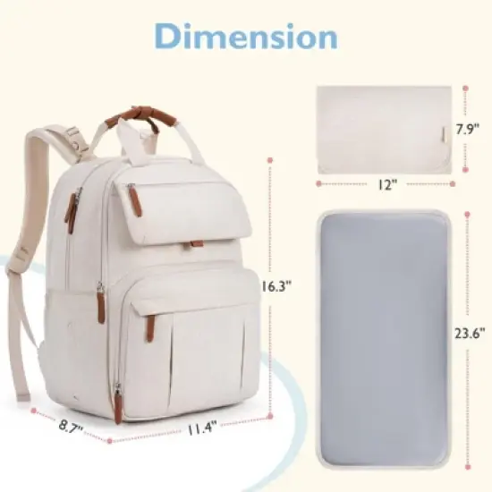 Itopfox Expandable Diaper Backpack for Twins, Large Baby Bag with Multiple Pockets, Water-Resistant & Durable for Parents image {3}