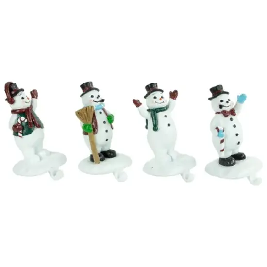 Northlight Winter Ready Glitter Snowman Christmas Stocking Holders - 7" - Set of 4 image {1}