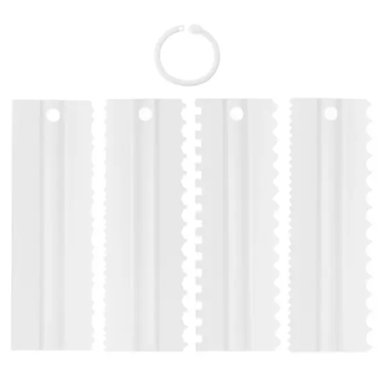 Unique Bargains Plastic Comb Lace Cake Decorating Kitchen Scrapers 4 Pcs image {8}