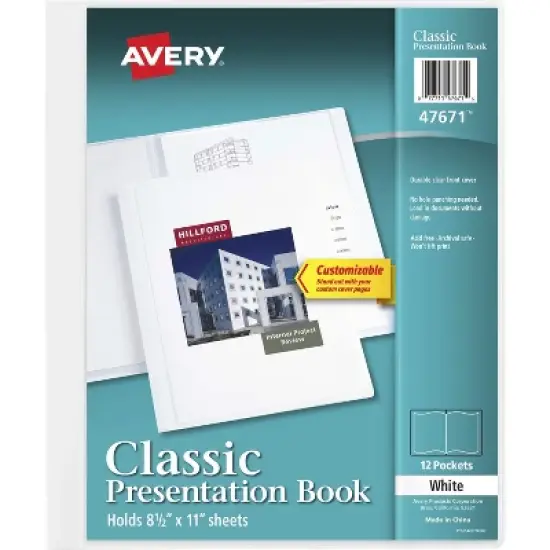Avery Presentation Book 12 Pockets 8-1/2"x11" White 47671 image {9}