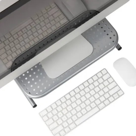 Mind Reader Metal Monitor Stand with Keyboard Storage Space Silver image {3}