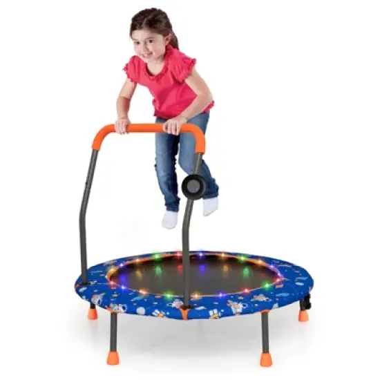 Infans 36" Mini Toddler Trampoline W/LED Bluetooth Speaker Detachable Handle Kids Gifts image {10}