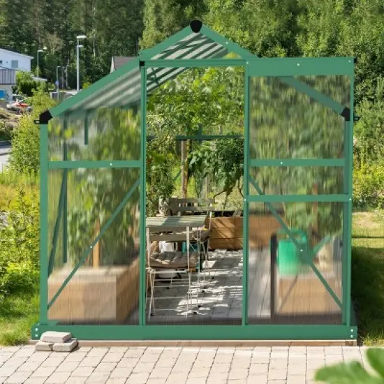 SEVOBAL Greenhouse Quick Setup for Outdoors with Roof Vent Walk in Green Houses Opendoor for Outside Outdoor Garden Backyard, Green, 135"*68"*13.5" image {1}