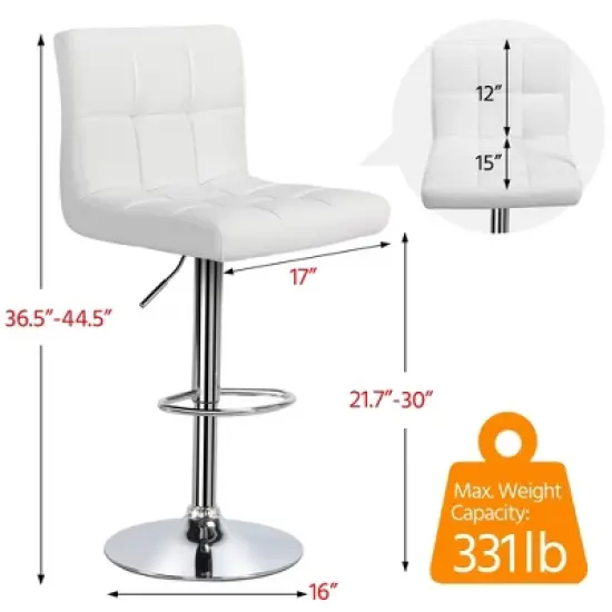 Yaheetech 2pcs Adjustable PU Leather Swivel Stool Armless Chairs with Bigger Base image {2}