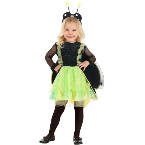 HalloweenCostumes.com Toddler Firefly Halloween Costume | Girl's Bug Costume with Glitter Wings & Antennae image {4}