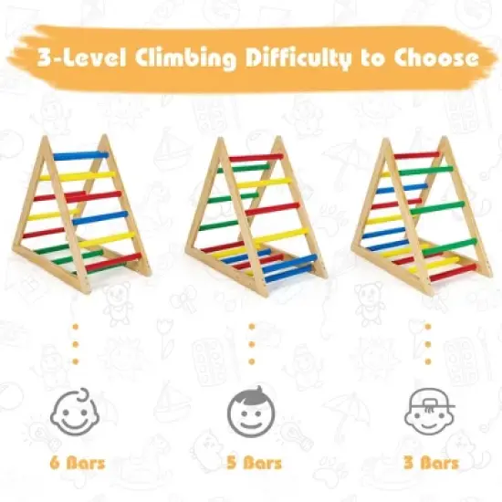 Costway Climbing Triangle Ladder, Wooden Triangle Climber, Educational Triangle Climber image {5}