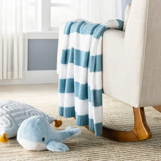 Chenille Stripe Baby Blanket - Blue and White Stripe - Cloud Island&trade; image {1}