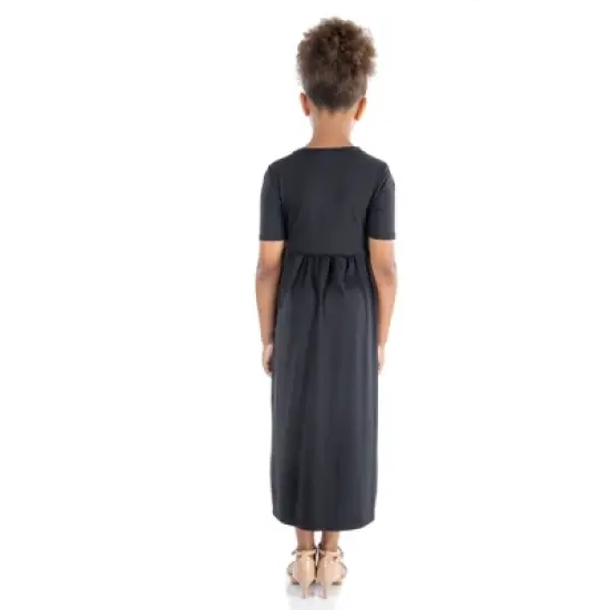 24seven Comfort Apparel Girls Short Sleeve Pleated Midi Dress image {2}