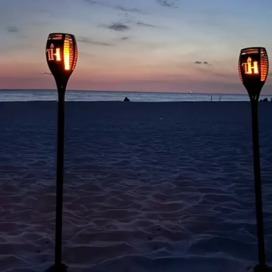 Solar Torch & Ground Spike Kit &ndash; 2-Pack with Adjustable Height & Drill Chuck image {5}