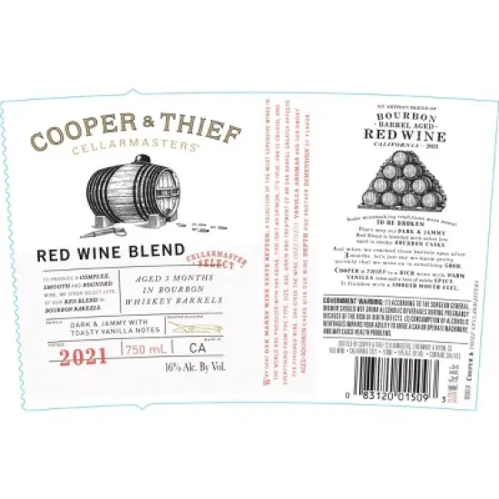 Cooper & Thief Bourbon Barrel-Aged Red Blend Wine - 750ml Bottle image {1}
