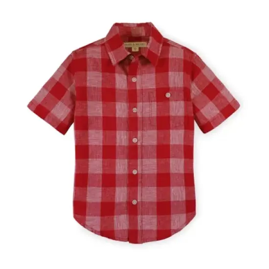 Hope & Henry Boys' Linen Short Sleeve Button Down Shirt, Infant image {7}