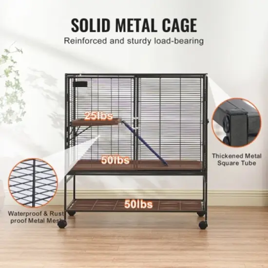 VEVOR 39" Rolling Metal Ferret Cage, Large 2-Tier Critter Nation Cage, Small Animal Cage with Ramps & Tray, Easy to Set up for Pet Rats, Hamster image {4}