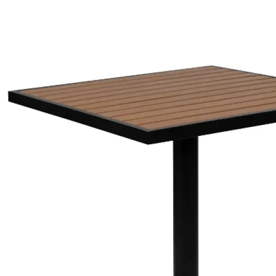 Emma and Oliver Outdoor Faux Teak Dining Table with Poly Slats - Square Patio Table image {4}
