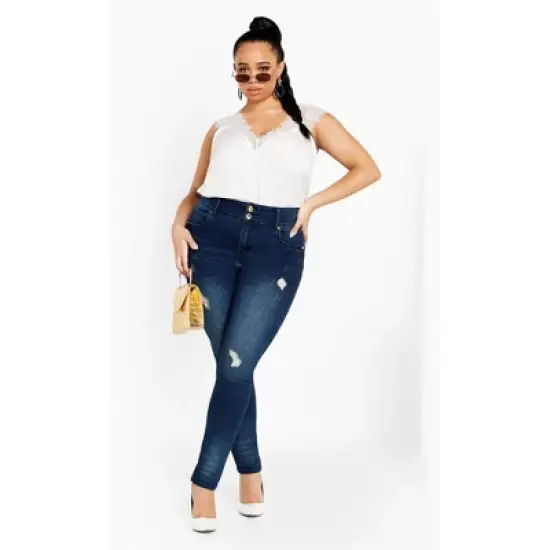 Women's Plus Size Harley Sweetheart Jean - Dark Denim | CITY CHIC image {1}