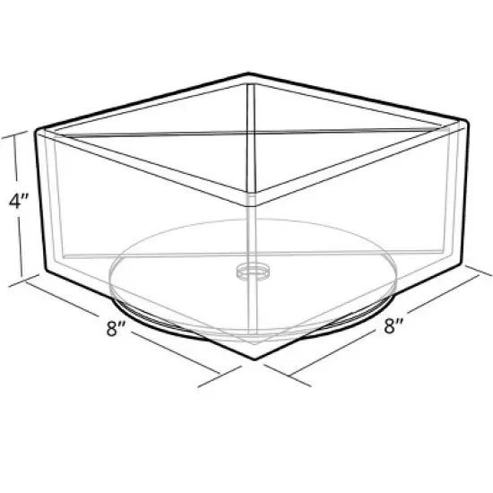Azar Displays Deluxe Clear Square Bin Four Compartment Revolving Desk Organizer 8"W x 8"D x 4"H image {3}