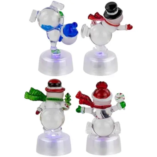 Northlight LED Lighted Color Changing Snowmen Acrylic Christmas Decorations - 4.25" - Set of 4 image {3}