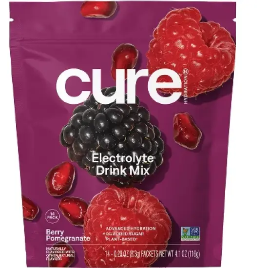 Cure Hydration Hydrating Electrolyte Mix, Berry Pomegranate, 14 Packets, 0.29 oz (8.3 g) Each image {5}