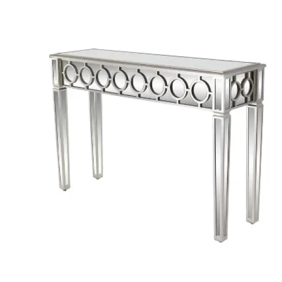 Glam Mirror and Wood Patterned Console Table Silver - Olivia & May image {5}