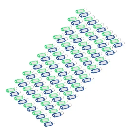 Unique Bargains Plastic Luggage ID Label Name Tag Badge Clip Holder Keyring 100 Pcs Blue Green image {2}
