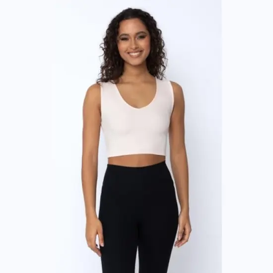 Yogalicious 2 Pack Lola Pure Cloud Basic Fitted V-Neck Muscle Cropped Tank Top image {1}