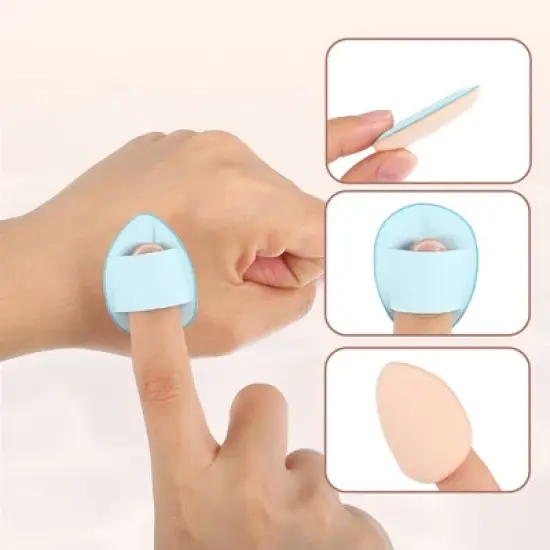 Unique Bargains Fingertip Powder Puff Beauty Makeup Tool 4 Pcs image {3}