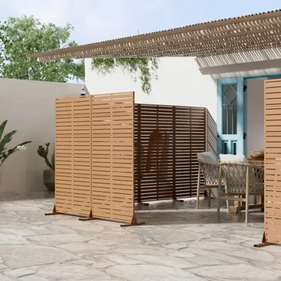 72" H&times;35"W Dovelina Gray Outdoor Freestanding Metal Privacy Screen Decorative Garden Fence image {3}