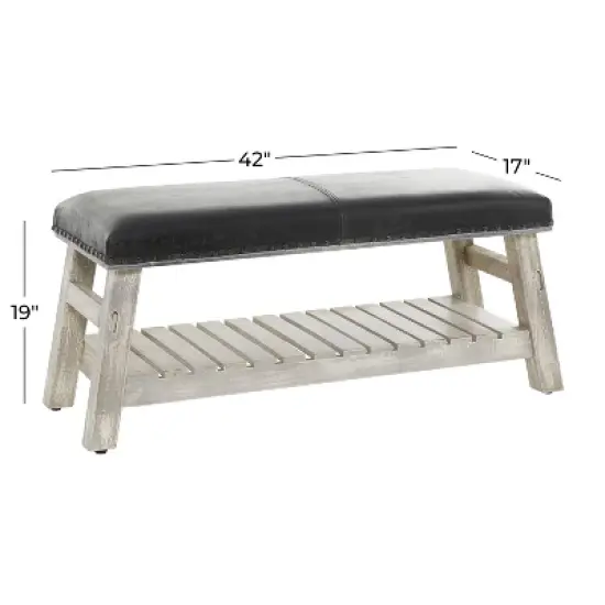Rustic Wood Bench Black - Olivia & May image {4}