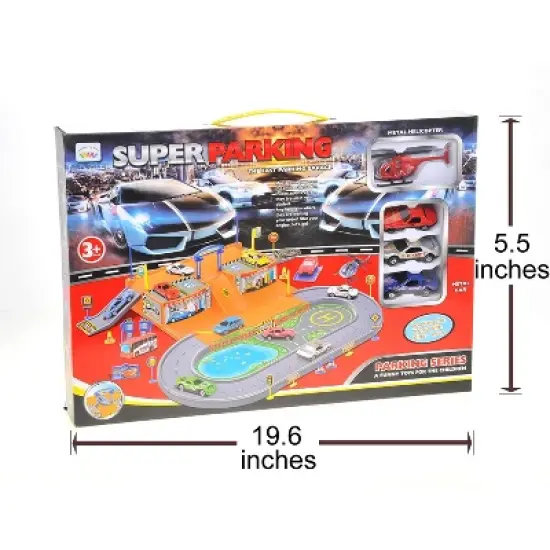 Link Worldwide Deluxe Super Parking Garage Diecast Racing Playset Comes With 3 Cars And 1 Helicopter - Hours Of Fun!!! image {4}
