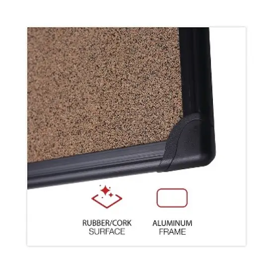 UNIVERSAL Tech Cork Board 36 x 24 Cork Black Plastic Frame 43022 image {1}