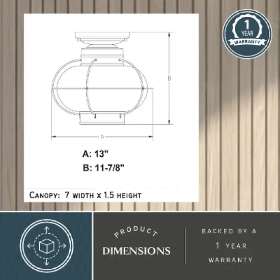 VAXCEL Chatham Black Coastal Globe Outdoor Flush Mount Ceiling Light Clear Glass image {5}