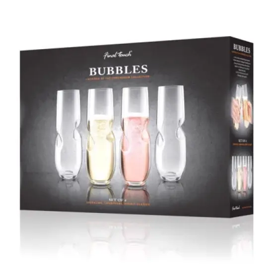 Final Touch 10 oz Clear Glass Stemless Champagne Flutes image {1}